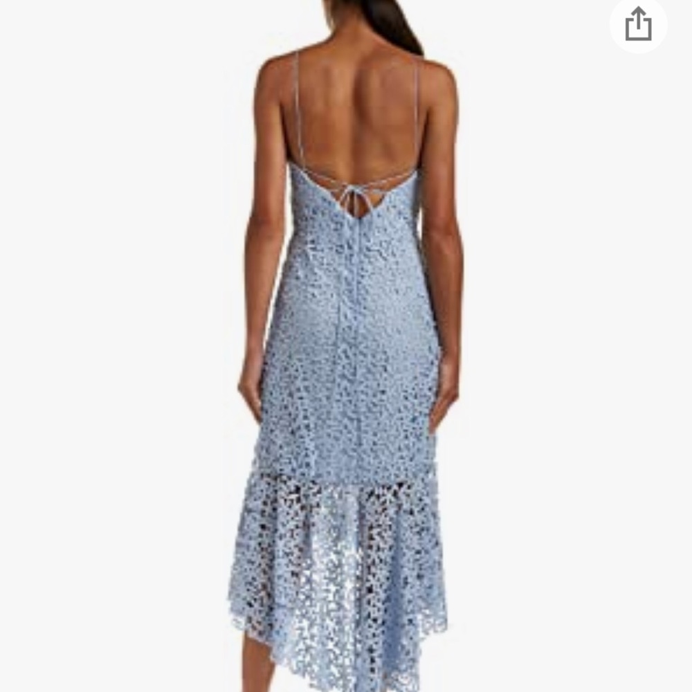 Amur Lara Dress Light Blue Eyelet Hi Low Midi Dress Size 6 - Picture 7 of 13